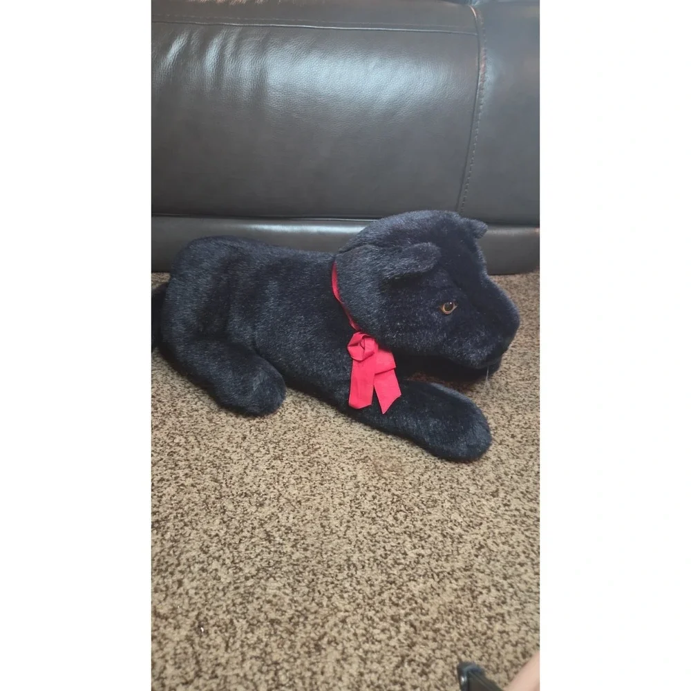 Floppy Friends Black Panther Plush Stuffed Animal Mervyns Red Ribbon Toy